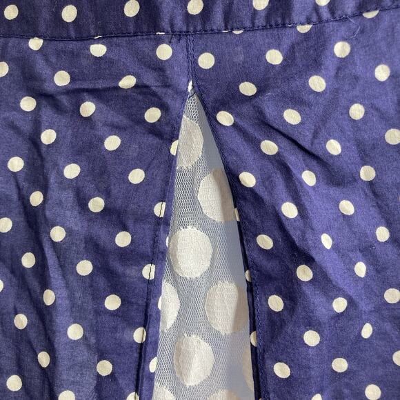 Trovata Birds‎ Of Paradis Navy Polka Dot Button-Up Shirt Size L Preppy Coastal - Picture 11 of 11